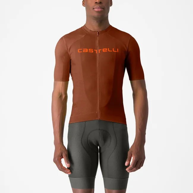 Castelli - tricou ciclism maneca scurta regular fit - Prologo Lite Jersey - 16-38 gr C - grena | portocaliu