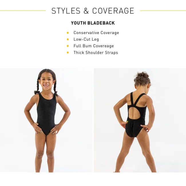 Finis - Costum de baie intreg Fete Bladeback - verde inchis pin solid