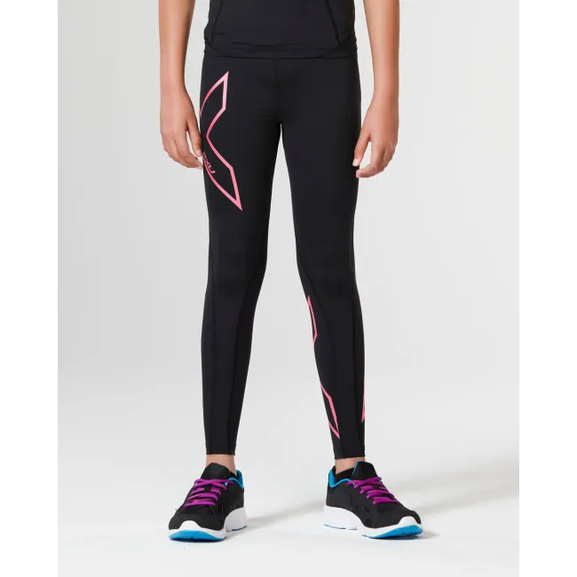 2XU - Colanti compresie pentru copii Girl`s Compression Tights - negru-roz
