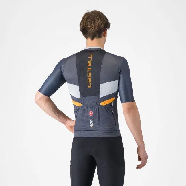 Castelli - tricou ciclism maneca scurta race fit - Unlimited Pro Jersey - 18-35 gr C - albastru | portocaliu