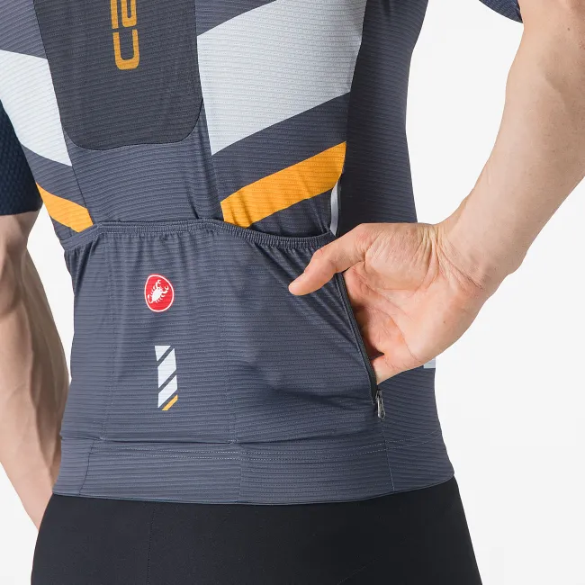 Castelli - tricou ciclism maneca scurta race fit - Unlimited Pro Jersey - 18-35 gr C - albastru | portocaliu