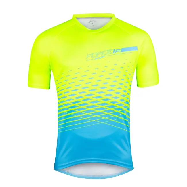 Tricou maneca scurta Force MTB Angle, albastru/fluo, 4XL