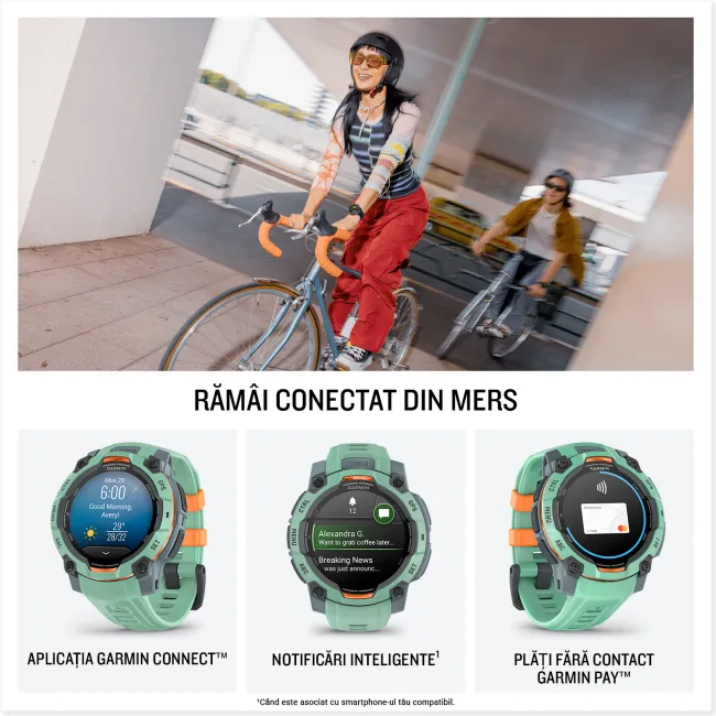 Garmin INSTINCT 3 - 45 mm AMOLED negru cu curea albastru inten | neagră - smartwatch robust cu GPS
