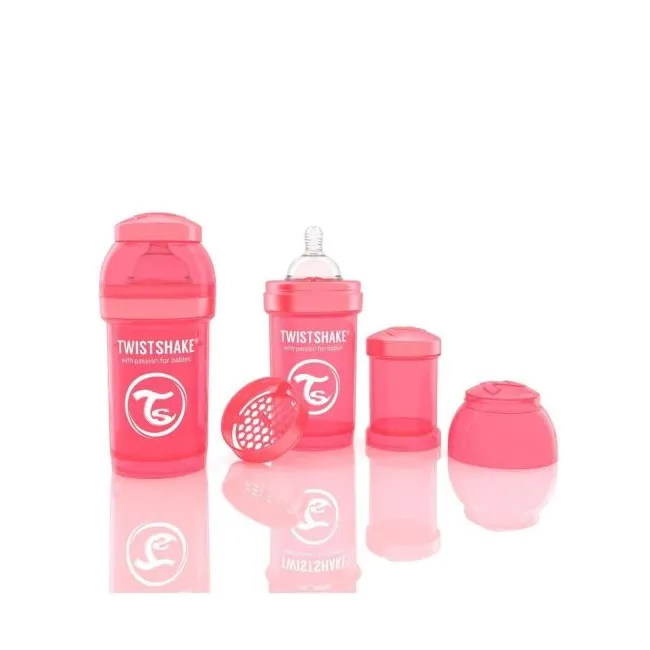 Biberon Anticolici Twistshake 180 ml, Roz Deschis