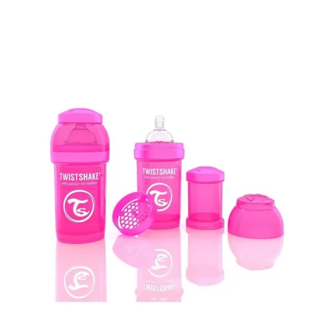 Biberon Anticolici Twistshake 180 Ml, Roz