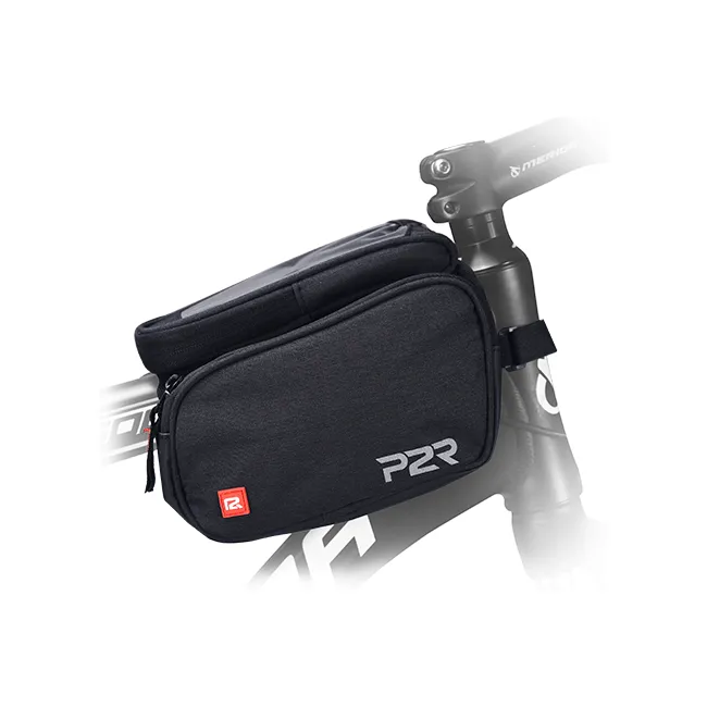 Borseta Cadru Bicicleta P2R TWINNER, cu husa telefon, Negru