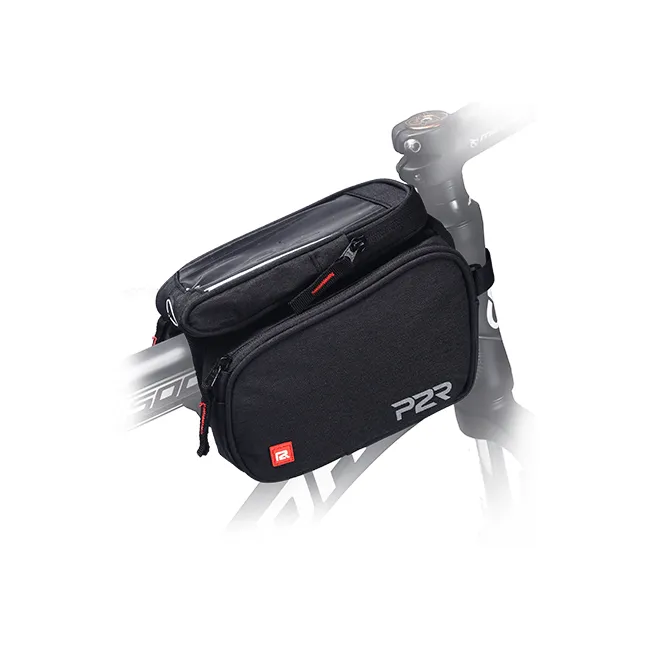 Borseta Cadru Bicicleta P2R TWINNER, cu husa telefon, Negru