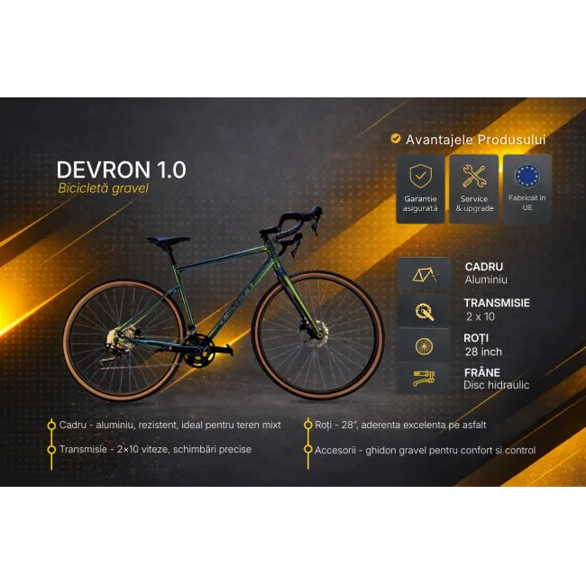 Bicicleta Gravel Devron 1.0 - 28 inch, L, Verde