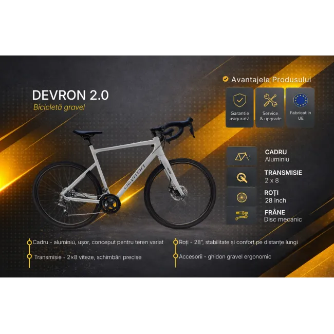 Bicicleta Gravel Devron 2.0 - 28 inch, XL, Gri