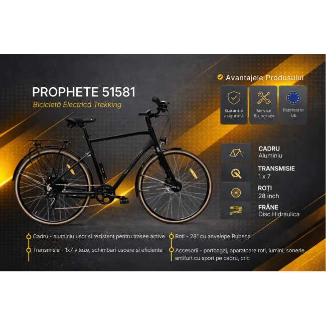 Bicicleta electrica Trekking Prophete 51581 - 28 inch, XL, Negru
