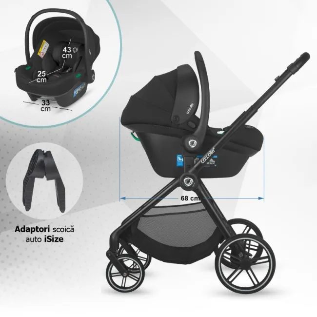 Carucior modular 2in1 Coccolle Serry Moss green+ Scoica auto iSize Coccolle Knox Black