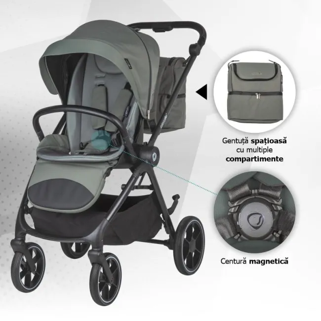 Carucior modular 2in1 Coccolle Serry Moss green+ Scoica auto iSize Coccolle Knox Black