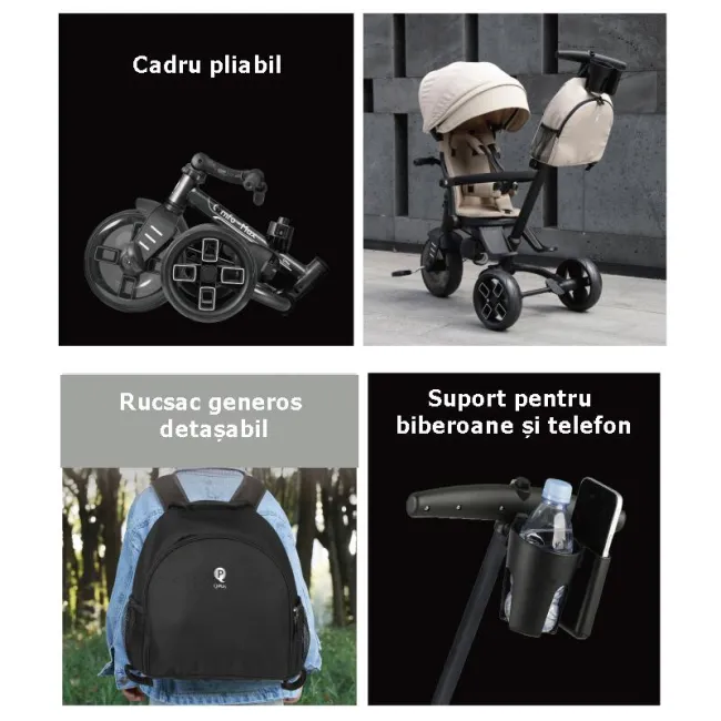 Tricicleta ultrapliabila Qplay Comfo Max Gri