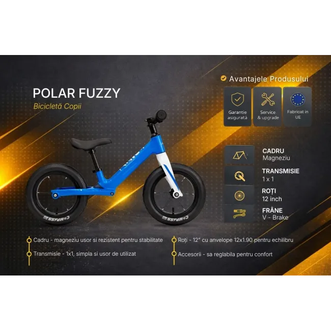 Bicicleta Copii Polar FUZZY- 12 Inch, Albastru