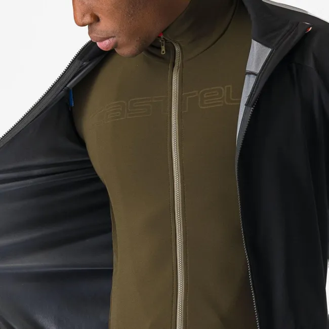 Jacheta de ploaie Castelli Ultra Rain Cape, pentru barbati, negru/argintiu reflex, XXL