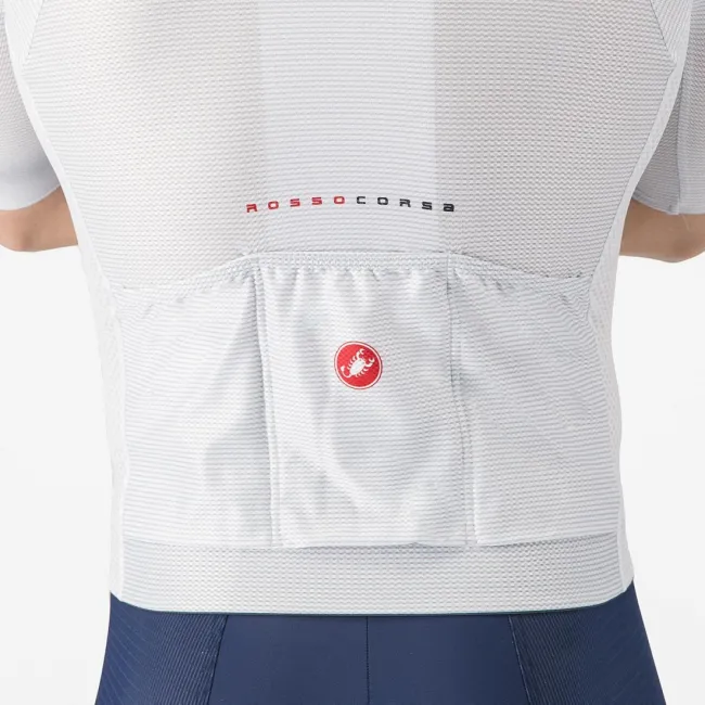 Tricou cu maneca scurta Castelli Climbers A/C, pentru barbati, gri argintiu/rosu, S