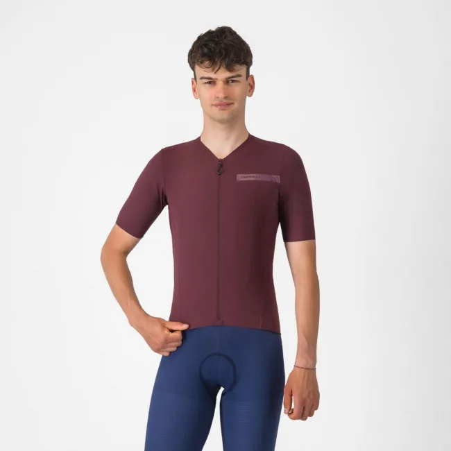 Tricou cu maneca scurta Castelli Premio EVO, pentru barbati, visiniu inchis, L