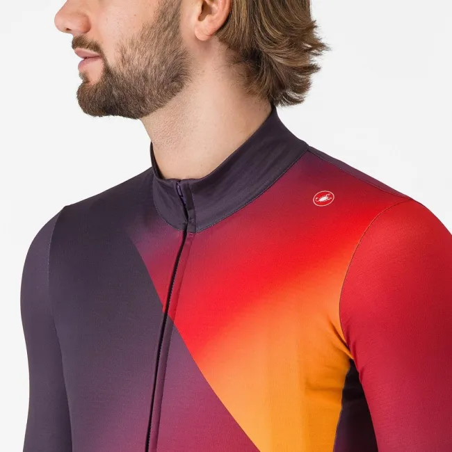 Tricou cu maneca lunga Castelli Amplify Thermal Mov/Rosu/Galben L