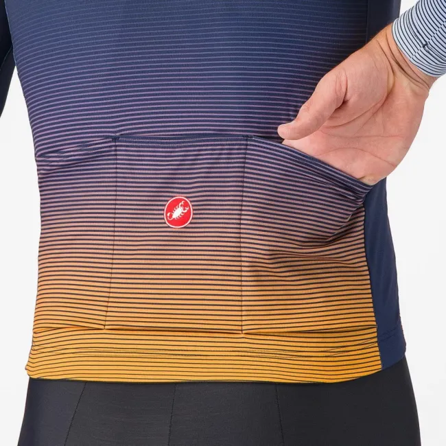 Tricou cu maneca lunga Castelli Apice Thermal Albastru Belgian/Portocaliu XL