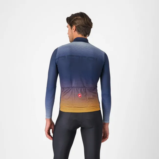 Tricou cu maneca lunga Castelli Apice Thermal Albastru Belgian/Portocaliu XL