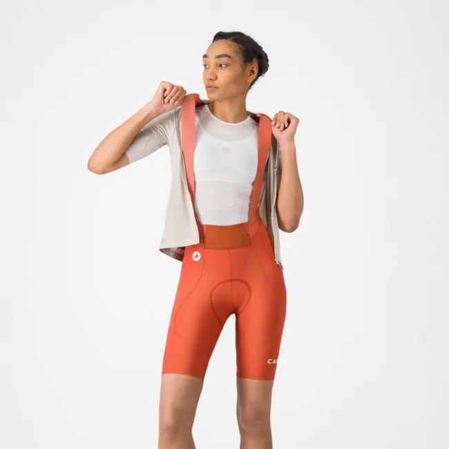 Pantaloni scurti cu bretele Castelli Espresso 2 W DT, pentru femei, paprika S