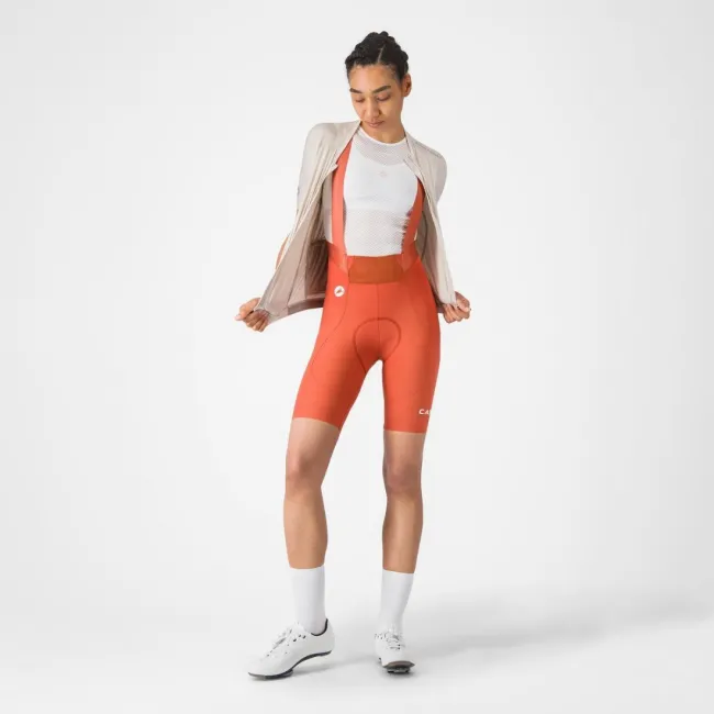 Pantaloni scurti cu bretele Castelli Espresso 2 W DT, pentru femei, paprika S