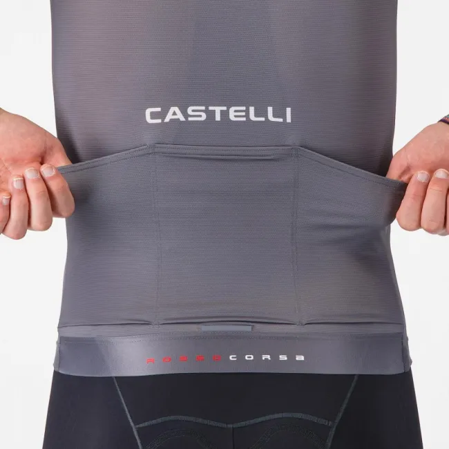 Tricou cu maneca scurta Castelli Aero Race 8s, pentru barbati, gri inchis L