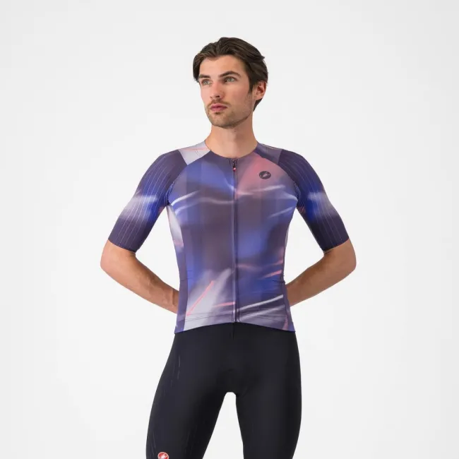 Tricou cu maneca scurta Castelli Aero Race 8s, pentru barbati, rosa giro/night shade XXL
