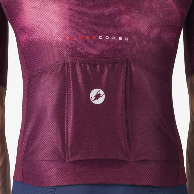 Tricou cu maneca scurta Castelli Climbers A/C, pentru barbati, alb/bordo M