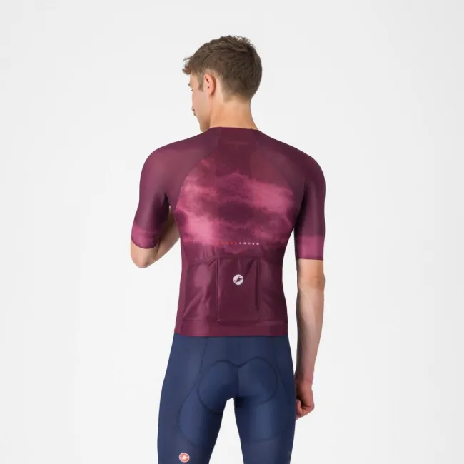 Tricou cu maneca scurta Castelli Climbers A/C, pentru barbati, alb/bordo XL