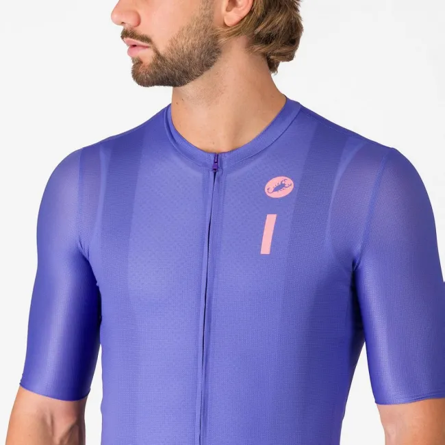 Tricou cu maneca scurta Castelli Drittone Logo, pentru barbati, violet/roz giro XXL