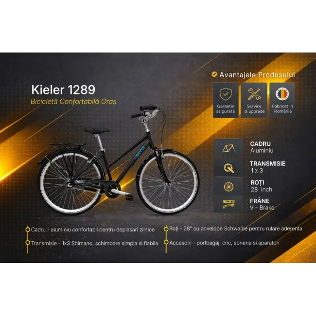 Bicicleta Oras Kieler 1289 - 28 Inch, S, Negru