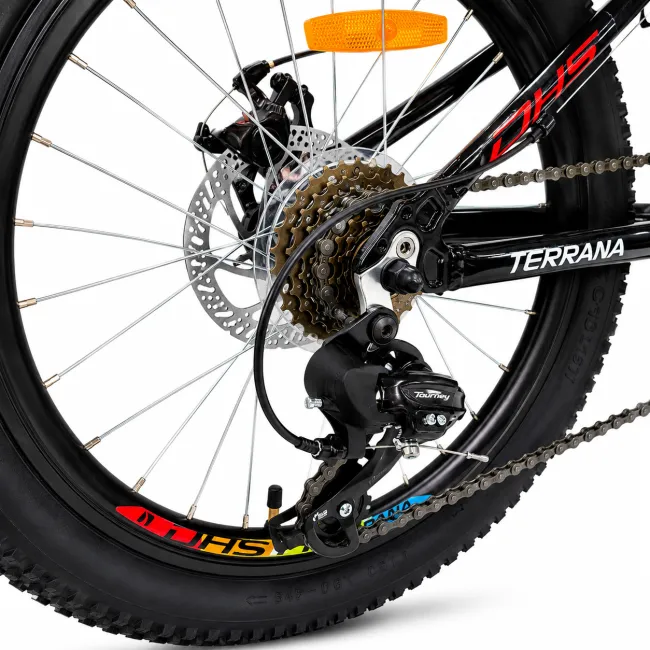 Bicicleta Copii Dhs Terrana 2023, model 2026 - 20 Inch, Rosu-Negru