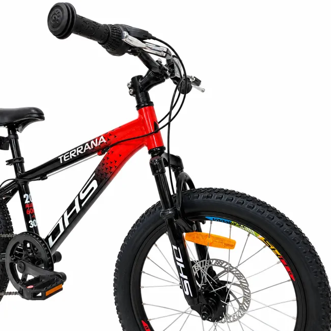 Bicicleta Copii Dhs Terrana 2023, model 2026 - 20 Inch, Rosu-Negru