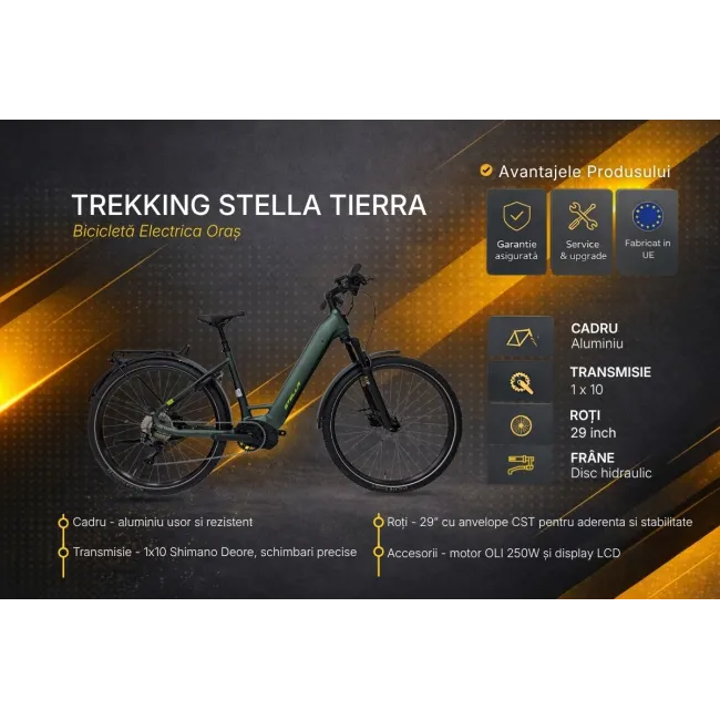 Bicicleta electrica Trekking  Stella Tierra - 29 inch, 10V, L, Verde
