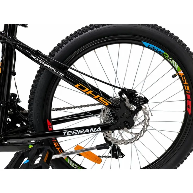 Bicicleta Copii Dhs Terrana 2423B, model 2026 - 24 Inch, Negru-Portocaliu