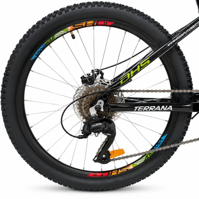 Bicicleta Copii Dhs Terrana 2423B, model 2026 - 24 Inch, Negru-Verde