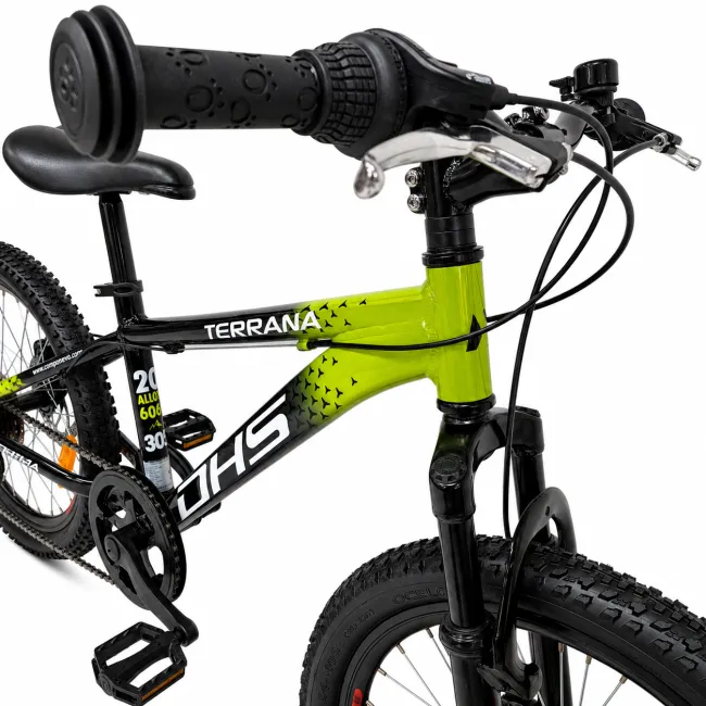 Bicicleta Copii Dhs Terrana 2023B, model 2026 - 20 Inch, Negru-Verde