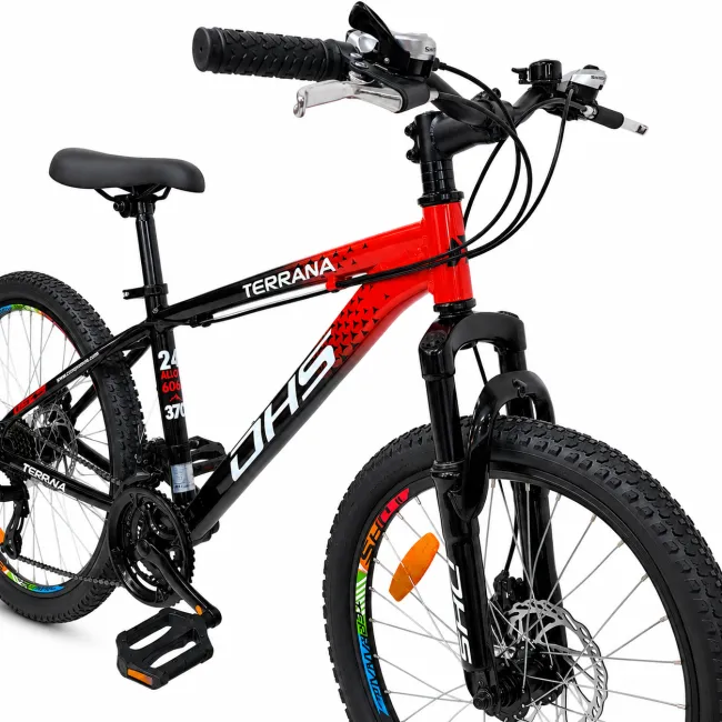 Bicicleta Copii Dhs Terrana 2423B, model 2026 - 24 Inch, Rosu-Negru